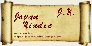 Jovan Mindić vizit kartica